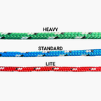 Three types of ropes labeled 'Heavy', 'Standard', and 'Lite' on a white background.